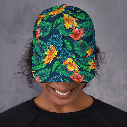 Hibiscus Monstera Hawaii Pattern Print Baseball Cap