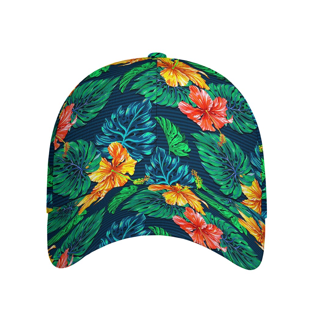 Hibiscus Monstera Hawaii Pattern Print Baseball Cap