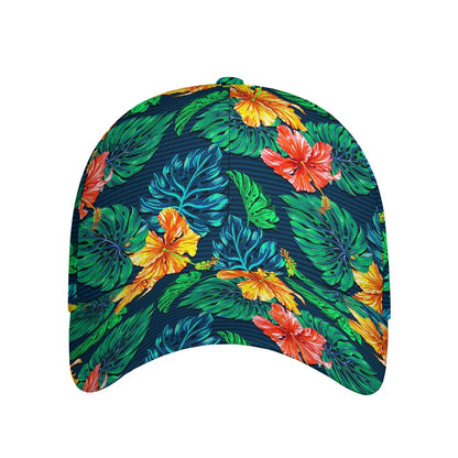 Hibiscus Monstera Hawaii Pattern Print Baseball Cap