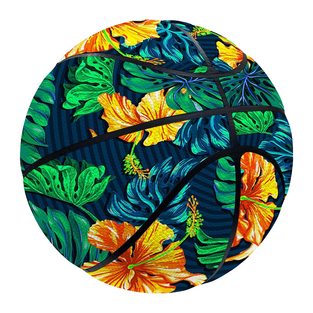 Hibiscus Monstera Hawaii Pattern Print Basketball
