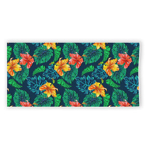 Hibiscus Monstera Hawaii Pattern Print Beach Towel