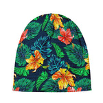 Hibiscus Monstera Hawaii Pattern Print Beanie