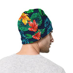 Hibiscus Monstera Hawaii Pattern Print Beanie