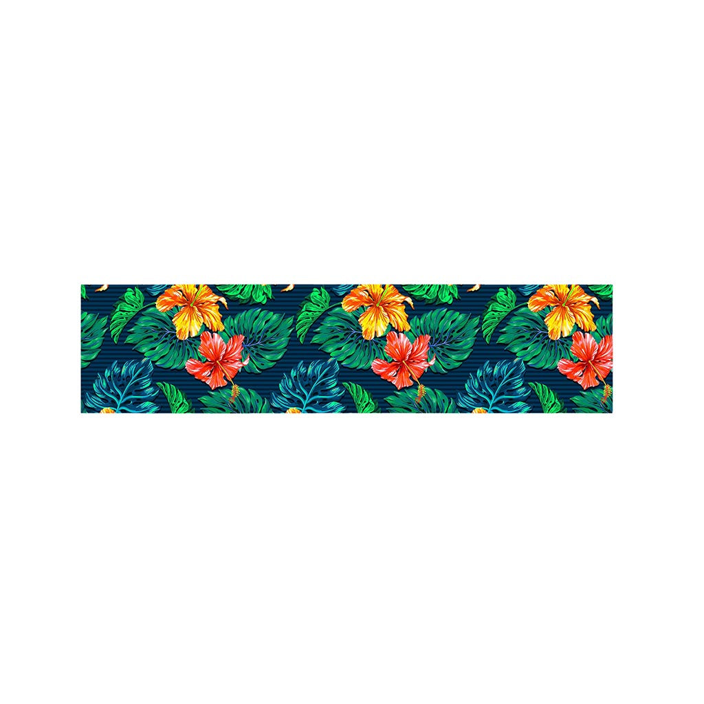 Hibiscus Monstera Hawaii Pattern Print Bed Runner