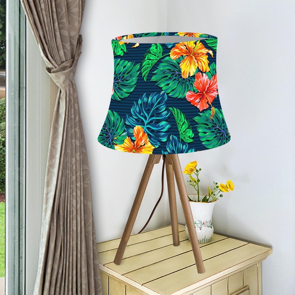 Hibiscus Monstera Hawaii Pattern Print Bell Lamp Shade