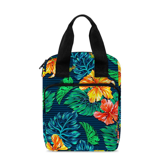 Hibiscus Monstera Hawaii Pattern Print Bible Tote Bag