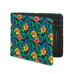 Hibiscus Monstera Hawaii Pattern Print Bifold Wallet