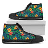 Hibiscus Monstera Hawaii Pattern Print Black High Top Sneakers