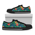 Hibiscus Monstera Hawaii Pattern Print Black Low Top Sneakers