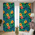 Hibiscus Monstera Hawaii Pattern Print Dimout Pencil Pleat Curtains