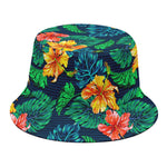 Hibiscus Monstera Hawaii Pattern Print Bucket Hat