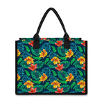 Hibiscus Monstera Hawaii Pattern Print Canvas Tote Bag