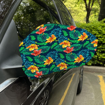 Hibiscus Monstera Hawaii Pattern Print Car Side Mirror Covers