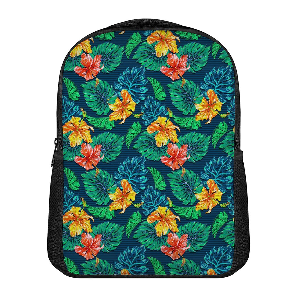Hibiscus Monstera Hawaii Pattern Print Casual Backpack