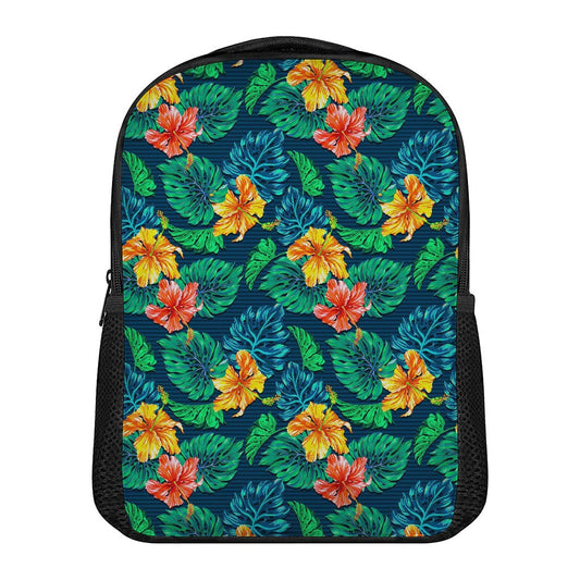 Hibiscus Monstera Hawaii Pattern Print Casual Backpack