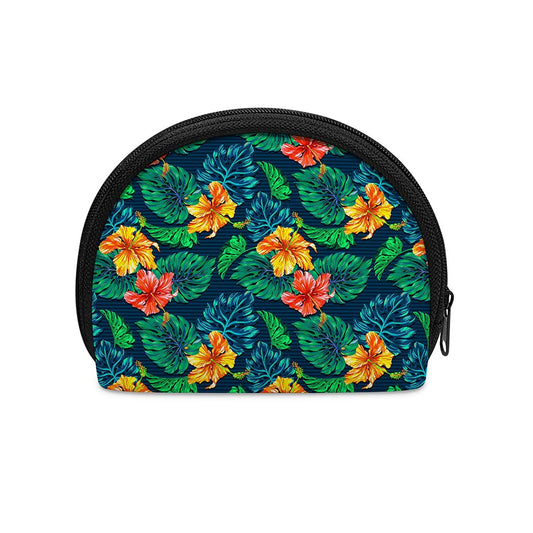 Hibiscus Monstera Hawaii Pattern Print Coin Purse