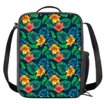 Hibiscus Monstera Hawaii Pattern Print Crossbody Lunch Bag