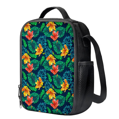 Hibiscus Monstera Hawaii Pattern Print Crossbody Lunch Bag
