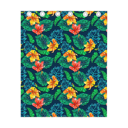 Hibiscus Monstera Hawaii Pattern Print Curtain