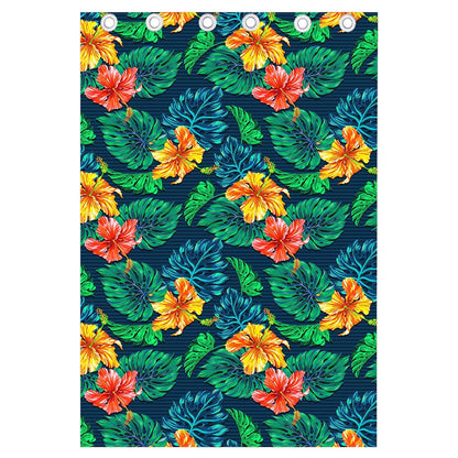 Hibiscus Monstera Hawaii Pattern Print Curtain