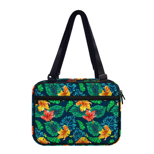 Hibiscus Monstera Hawaii Pattern Print Double Strap Bible Bag
