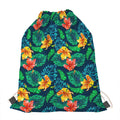 Hibiscus Monstera Hawaii Pattern Print Drawstring Bag