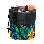 Hibiscus Monstera Hawaii Pattern Print Drawstring Makeup Bag