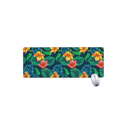 Hibiscus Monstera Hawaii Pattern Print Extended Mouse Pad