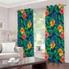 Hibiscus Monstera Hawaii Pattern Print Extra Wide Grommet Curtains