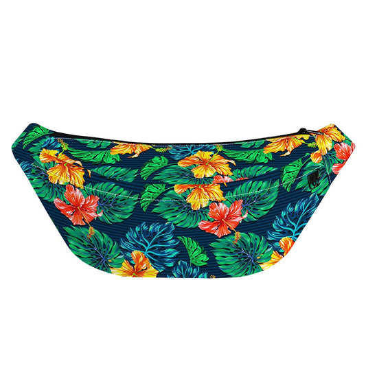 Hibiscus Monstera Hawaii Pattern Print Fanny Pack