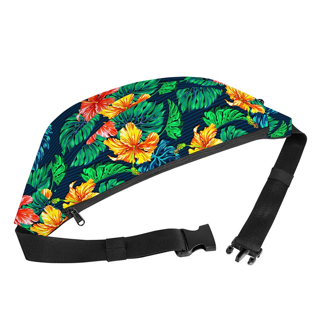 Hibiscus Monstera Hawaii Pattern Print Fanny Pack