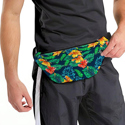 Hibiscus Monstera Hawaii Pattern Print Fanny Pack