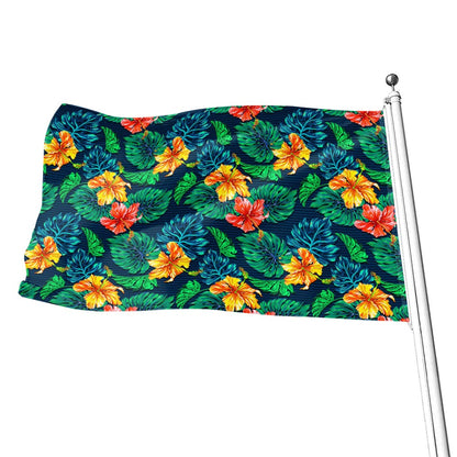 Hibiscus Monstera Hawaii Pattern Print Flag