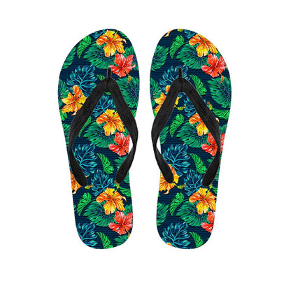 Hibiscus Monstera Hawaii Pattern Print Flip Flops
