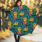 Hibiscus Monstera Hawaii Pattern Print Foldable Umbrella