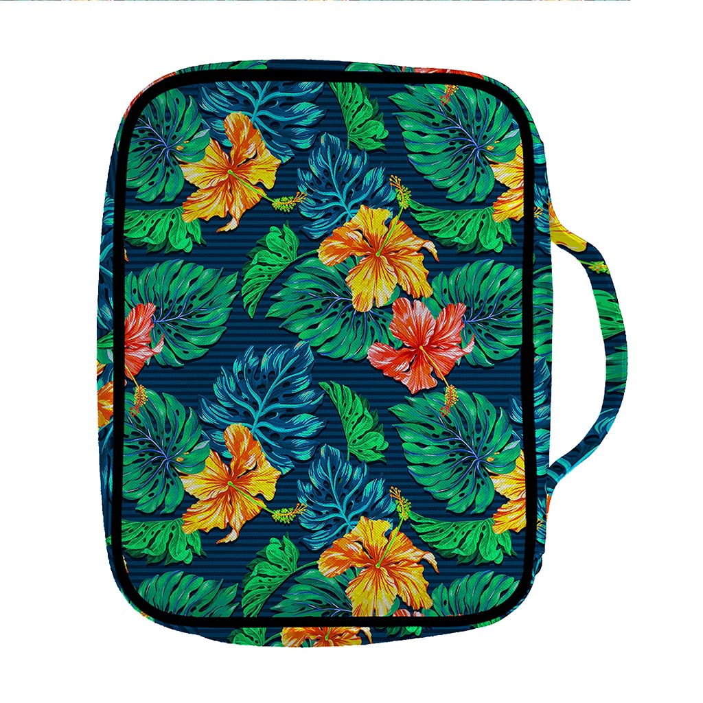 Hibiscus Monstera Hawaii Pattern Print Front Pocket Bible Bag