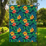 Hibiscus Monstera Hawaii Pattern Print Garden Flag