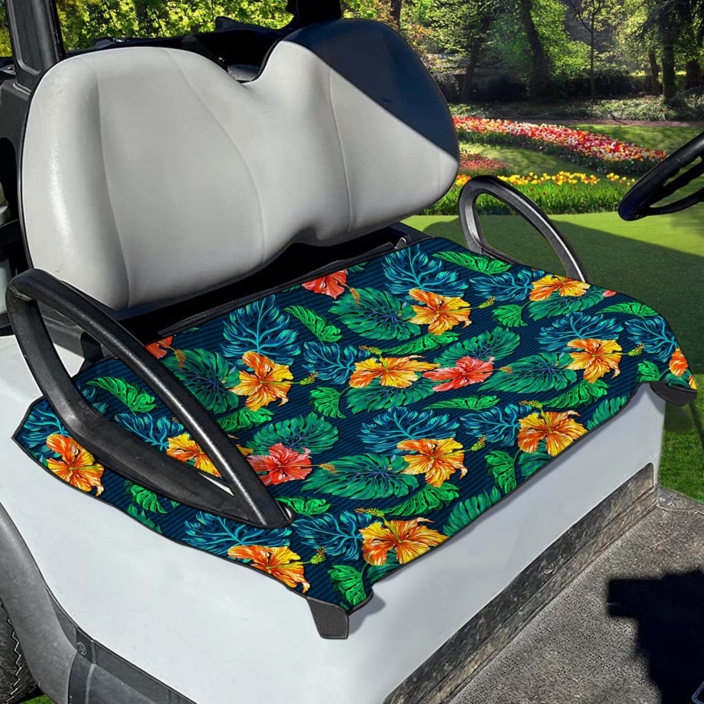 Hibiscus Monstera Hawaii Pattern Print Golf Cart Seat Cover