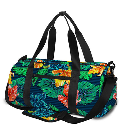 Hibiscus Monstera Hawaii Pattern Print Gym Bag