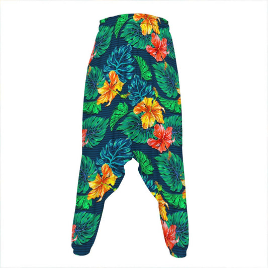 Hibiscus Monstera Hawaii Pattern Print Hammer Pants