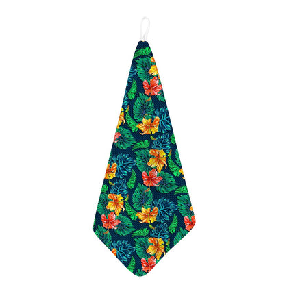 Hibiscus Monstera Hawaii Pattern Print Hand Towel