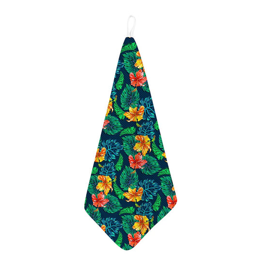 Hibiscus Monstera Hawaii Pattern Print Hand Towel
