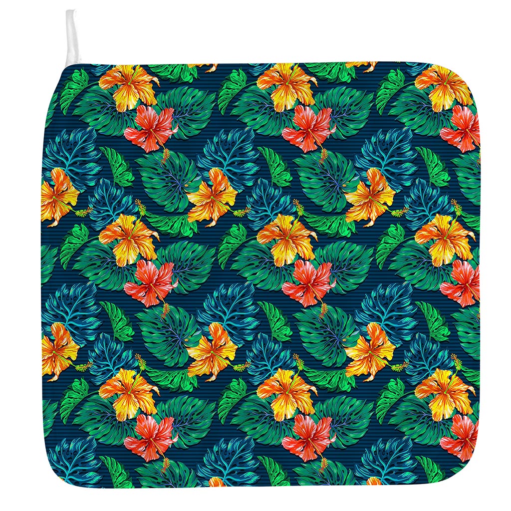 Hibiscus Monstera Hawaii Pattern Print Hand Towel