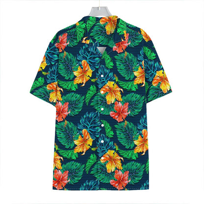 Hibiscus Monstera Hawaii Pattern Print Hawaiian Shirt