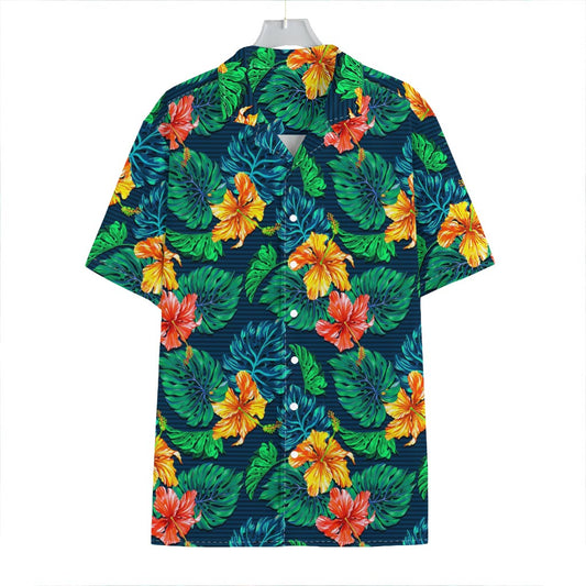 Hibiscus Monstera Hawaii Pattern Print Hawaiian Shirt