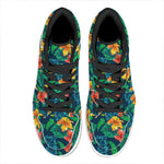 Hibiscus Monstera Hawaii Pattern Print High Top Leather Sneakers