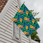 Hibiscus Monstera Hawaii Pattern Print House Flag