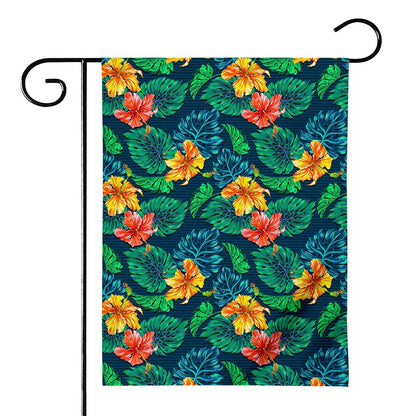 Hibiscus Monstera Hawaii Pattern Print House Flag