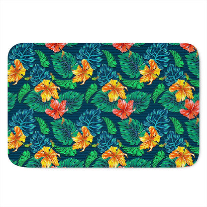 Hibiscus Monstera Hawaii Pattern Print Indoor Door Mat