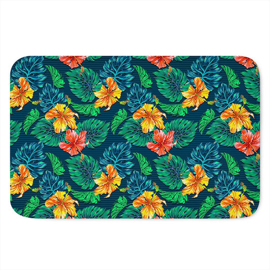 Hibiscus Monstera Hawaii Pattern Print Indoor Door Mat